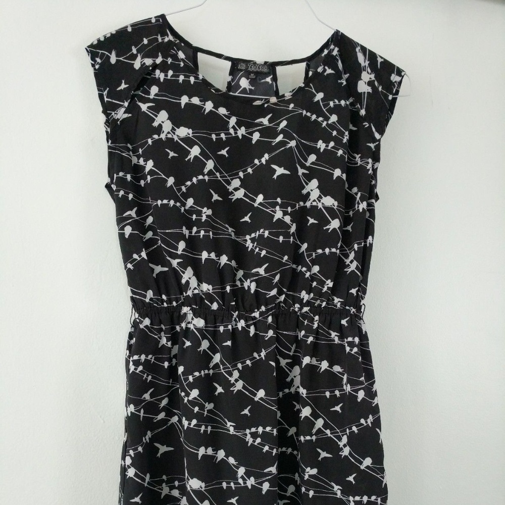 Beebop black dress birds on a wire skater dress